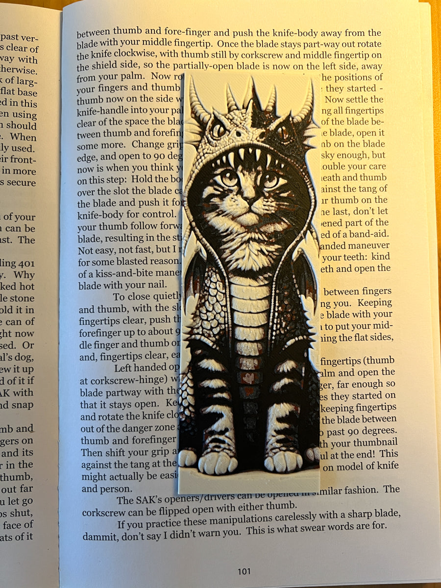 Cat in Dragon Hoodie Bookmark