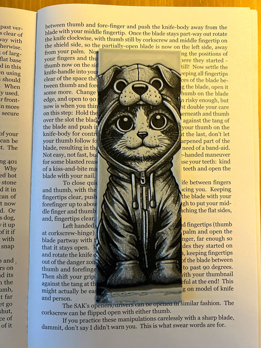 Cat in Dog Hoodie Bookmark Design 2